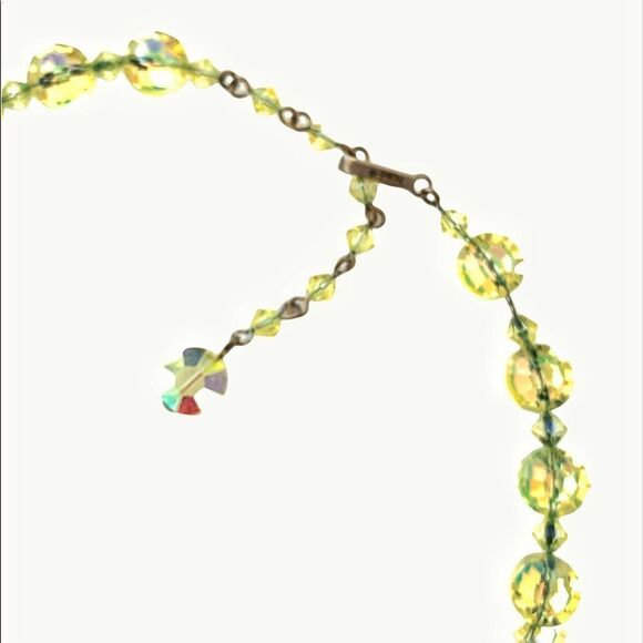 Vintage Hobe jonquil yellow faceted raviolli faceted ab crystal necklace - Picture 12 of 15